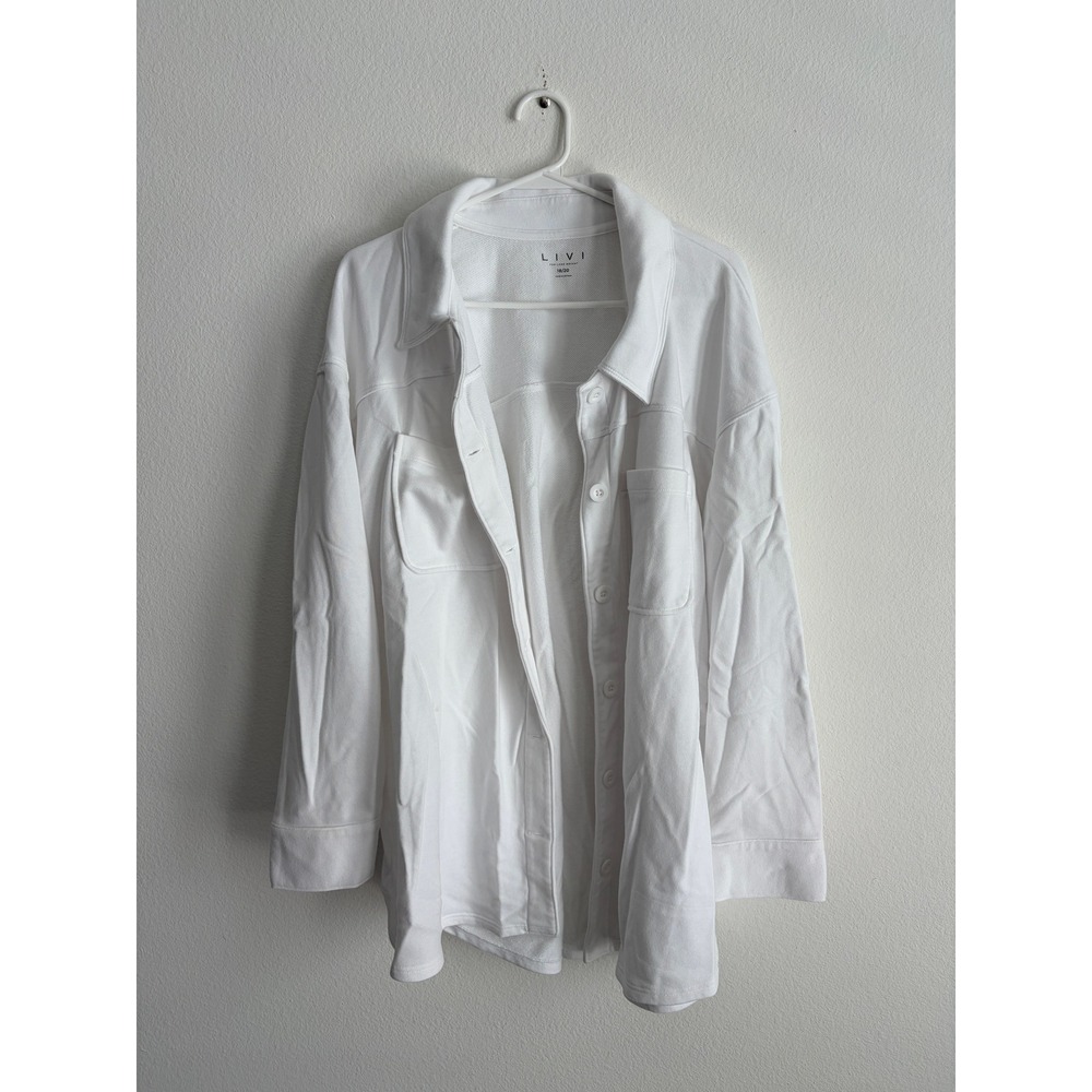 Livi Lane Bryant White Button Up Shirt Jacket Sweatshirt Plus Size 18/20